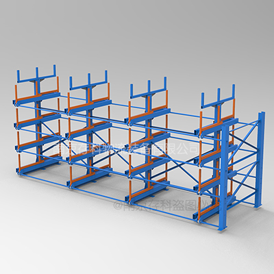伸缩悬臂货架利用行车存放长型物料 管材 型材 节省叉车巷道转弯空间
